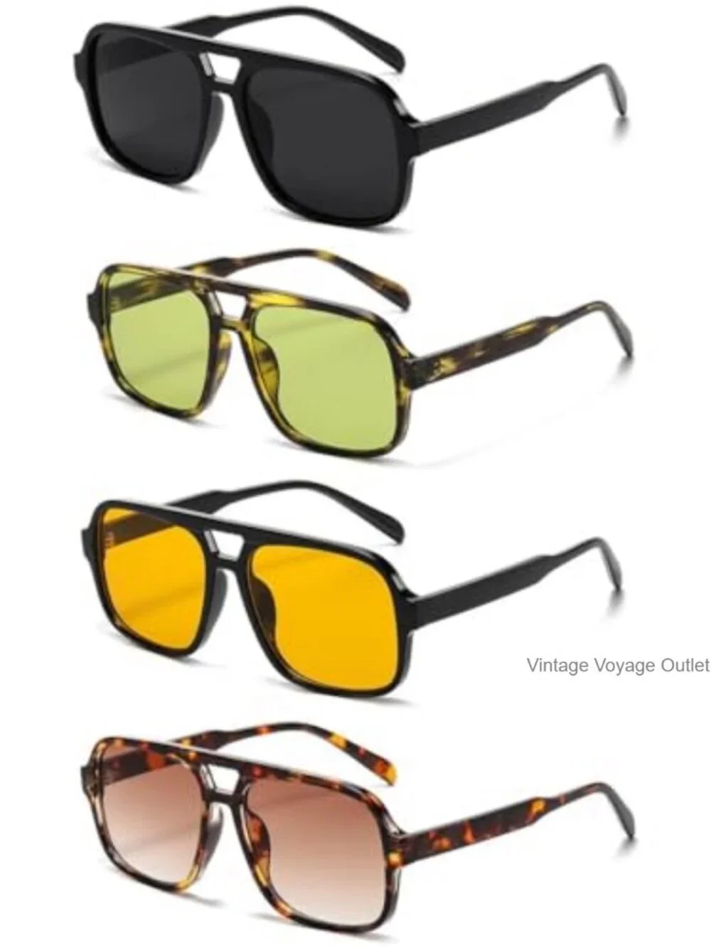 Retro 70s Square Aviator Sunglasses for Women Men Oversized Vintage Shades 4